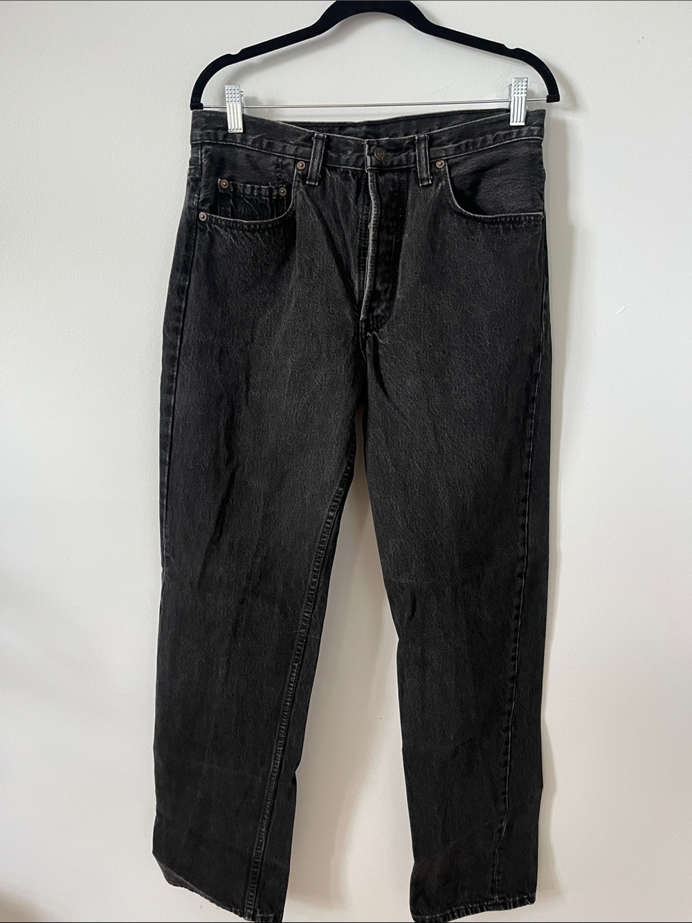 Men's Black Relaxed Fit Jeans - Levi's vintage 501 button fly